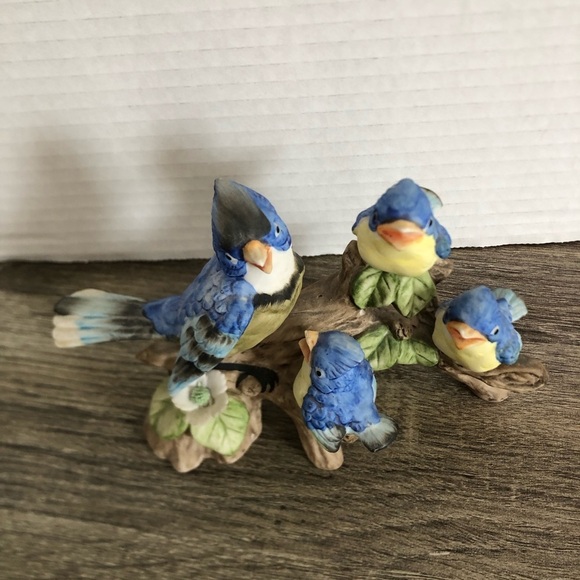 Vtg Japan Ceramic Blue Jays on Branch - Picture 3 of 14